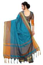 New Designer Cotton Silk Turquoise Saree