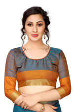 New Designer Cotton Silk Turquoise Saree
