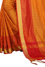 New Designer Cotton Silk Orange Saree