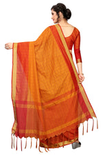 New Designer Cotton Silk Orange Saree