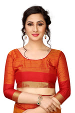 New Designer Cotton Silk Orange Saree