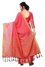 Women's Linen Saree With Blouse Piece
