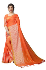 Women's Linen Saree With Blouse Piece