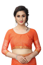 Women's Linen Saree With Blouse Piece