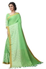 Women's Linen Saree With Blouse Piece