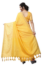 Women's Linen Saree With Blouse Piece