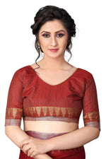 Women's Linen Saree With Blouse Piece