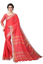 Women's Linen Saree With Blouse Piece