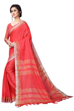 Women's Linen Saree With Blouse Piece