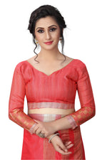 Women's Linen Saree With Blouse Piece
