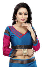 Women's New Designer Cotoon Turqouise Silk Saree