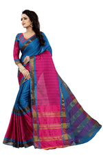 Women's New Designer Cotoon Turqouise Silk Saree