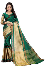 Women's New Designer Cotoon Green Silk Saree