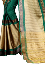 Women's New Designer Cotoon Green Silk Saree