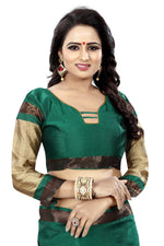 Women's New Designer Cotoon Green Silk Saree