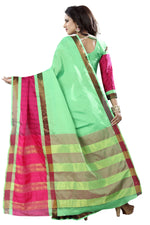 Women's New Designer Cotoon Green & Pink Silk Saree