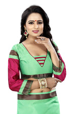 Women's New Designer Cotoon Green & Pink Silk Saree