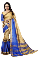 Women's New Designer Cotton Golden Silk Saree