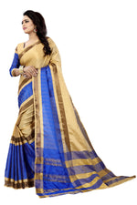 Women's New Designer Cotton Golden Silk Saree