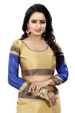 Women's New Designer Cotton Golden Silk Saree