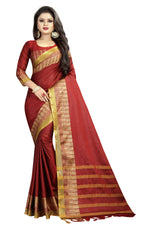 New Designer Cotton Red Silk Saree