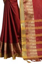 New Designer Cotton Red Silk Saree