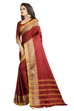 New Designer Cotton Red Silk Saree
