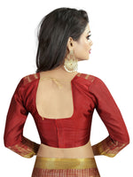New Designer Cotton Red Silk Saree