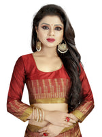 New Designer Cotton Red Silk Saree