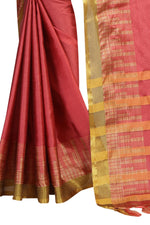 New Designer Cotton Peach Silk Saree