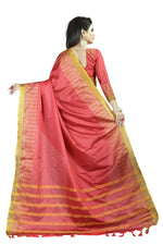 New Designer Cotton Peach Silk Saree