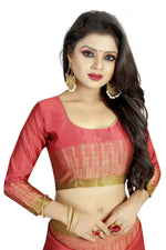 New Designer Cotton Peach Silk Saree