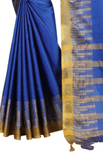 New Designer Cotton Blue Silk Saree