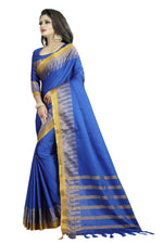 New Designer Cotton Blue Silk Saree