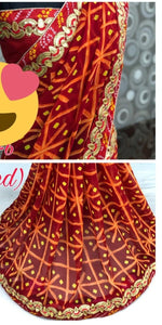 Womens Red Color Georgette Saree With Gota Work