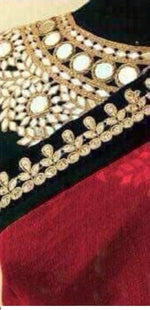 Womens Red  Color Georgette Saree With MirrorBlouse