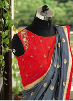 Womens Red Color Georgette Saree With Blouse