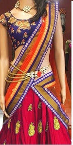 Womens Red Color  SATIN Lehanga Choli