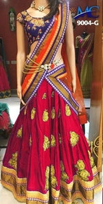 Womens Red Color  SATIN Lehanga Choli