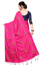 Womens Pink Color Poly Silk Saree With Embroidery Work