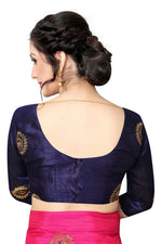 Womens Pink Color Poly Silk Saree With Embroidery Work