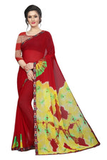 Womens Festive Design Shiffone Silk Printed Saree With Blouse
