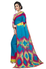 Womens Festive Design Shiffone Silk Printed Saree With Blouse