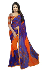Womens Festive Design Shiffone Silk Printed Saree With Blouse