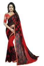 Womens Festive Design Shiffone Silk Printed Saree With Blouse
