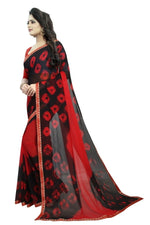 Womens Festive Design Shiffone Silk Printed Saree With Blouse