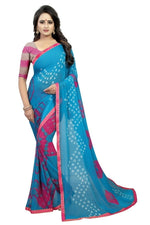 Womens Festive Design Shiffone Silk Printed Saree With Blouse