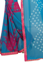 Womens Festive Design Shiffone Silk Printed Saree With Blouse
