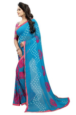 Womens Festive Design Shiffone Silk Printed Saree With Blouse