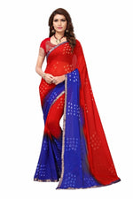 Womens Festive Design Shiffone Silk Printed Saree With Blouse
